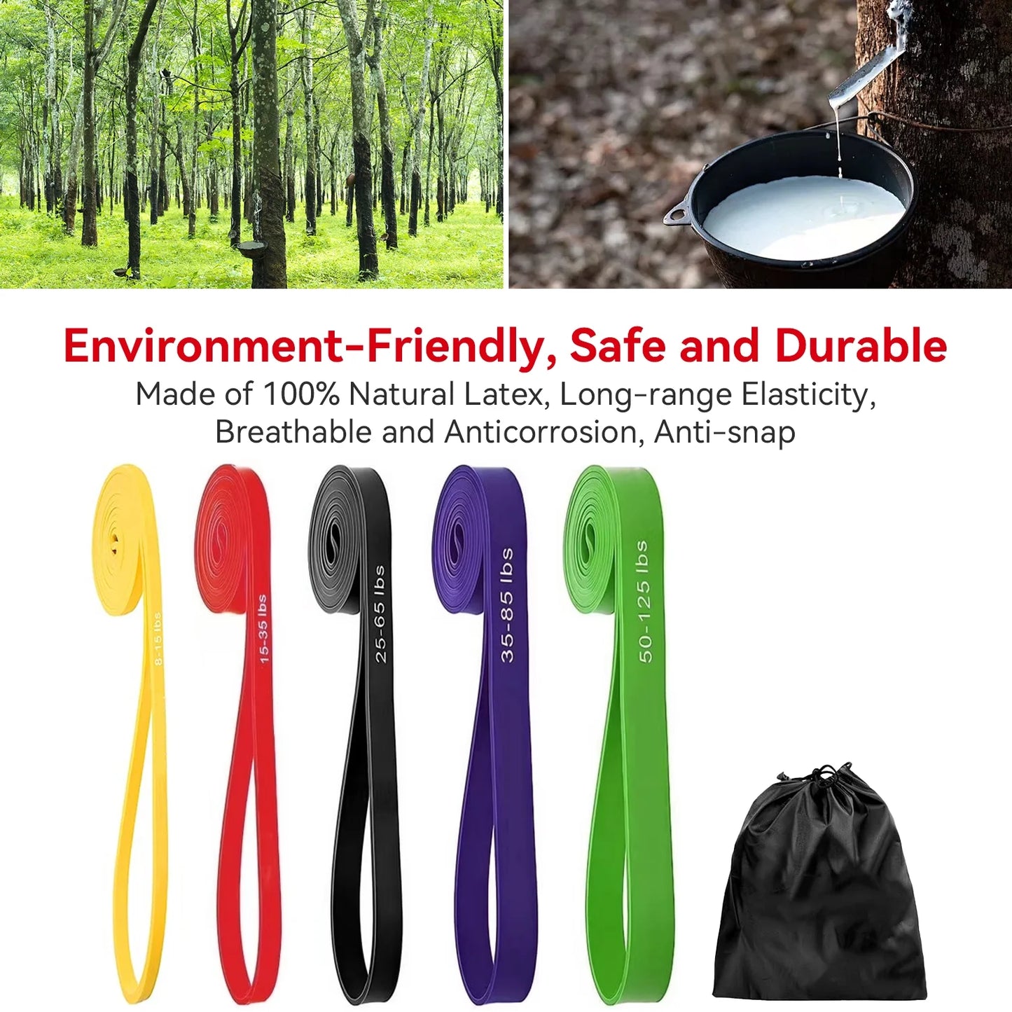 Set de 6 Bandas de Resistencia Premium para Entrenamiento – Ligas de Látex para Fitness