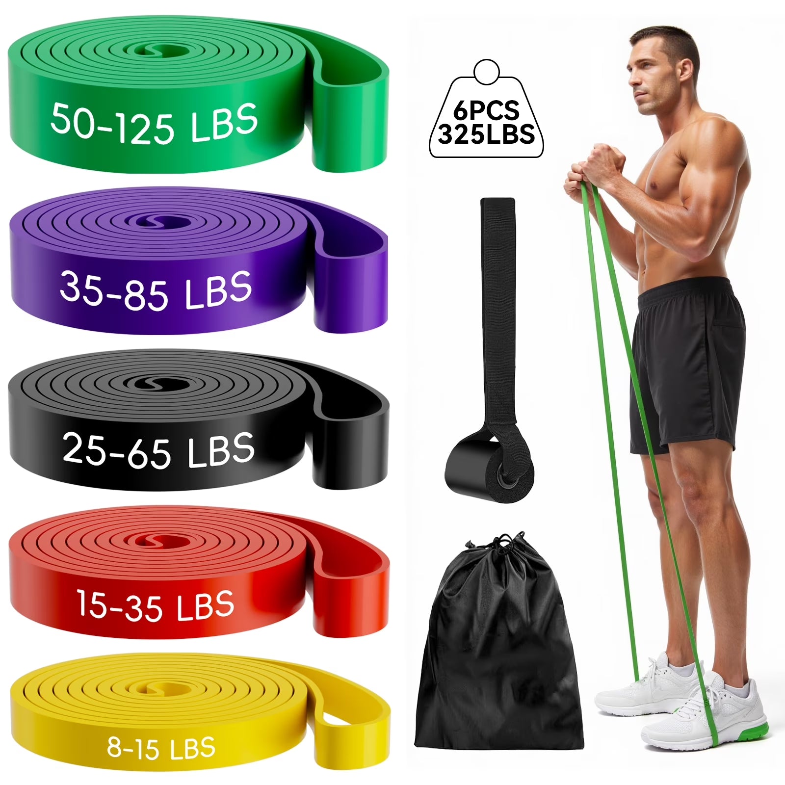 Set de 6 Bandas de Resistencia Premium para Entrenamiento – Ligas de Látex para Fitness