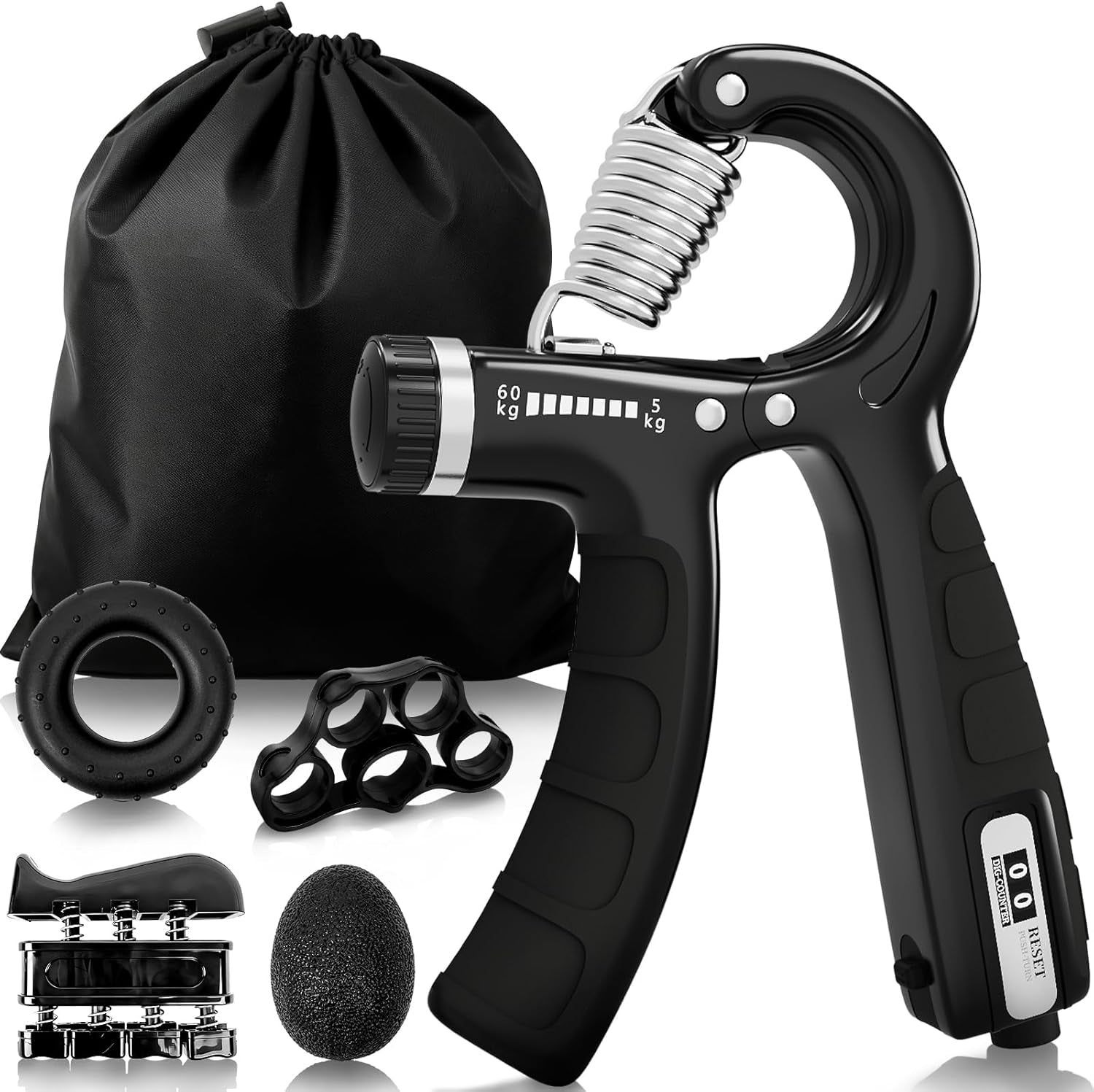 Fortalecedor de Agarre Ajustable U-VKK (5-60 kg) – Ejercitador de Mano, Antebrazos y Muñeca con Resistencia Variable, Ideal para Rehabilitación y Fitness