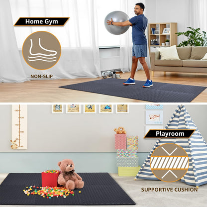 Alfombrillas Entrelazadas de Espuma EVA (24/48 pzs) – Suelo Protector para Gimnasio en Casa, Aislamiento Acústico y Fitness