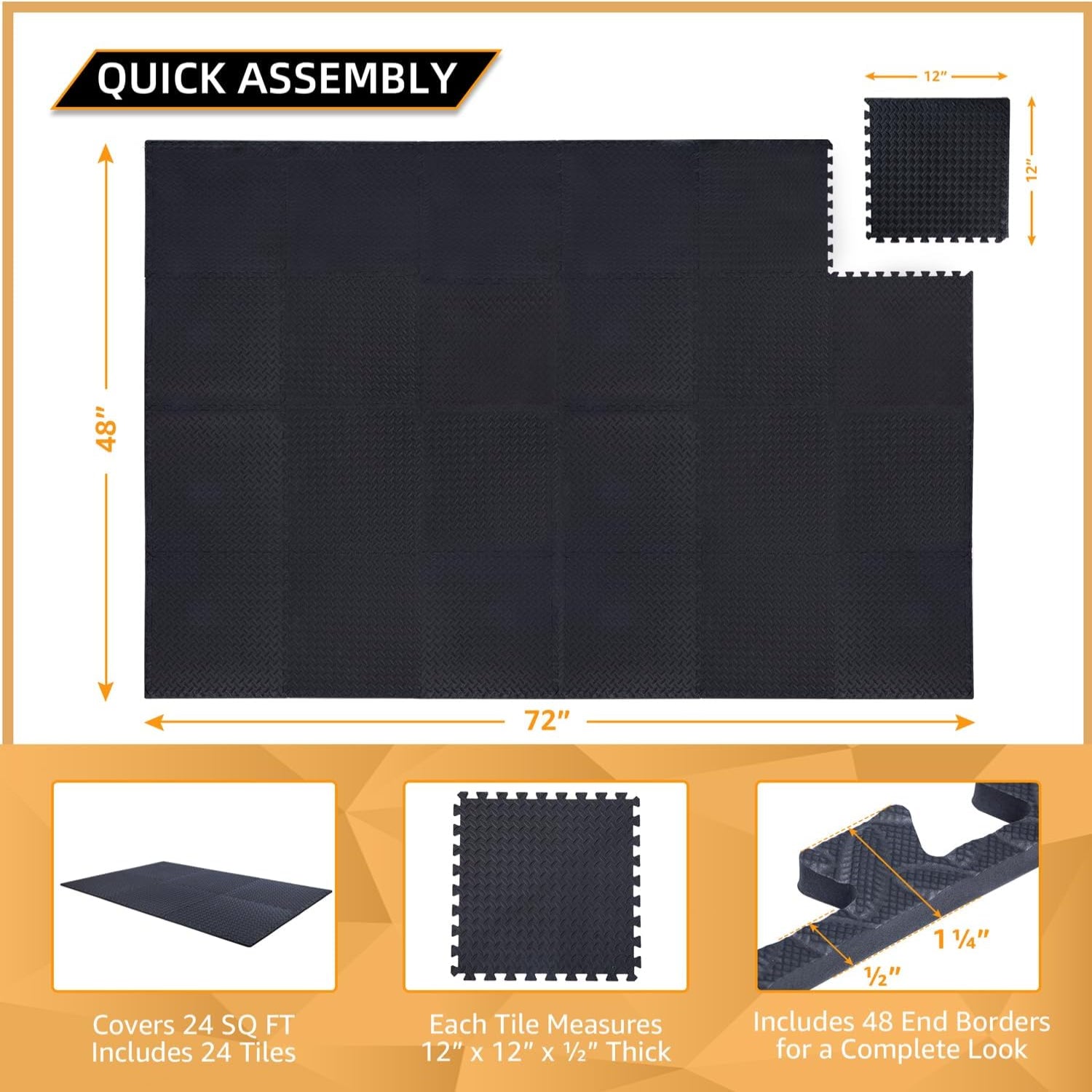 Alfombrillas Entrelazadas de Espuma EVA (24/48 pzs) – Suelo Protector para Gimnasio en Casa, Aislamiento Acústico y Fitness